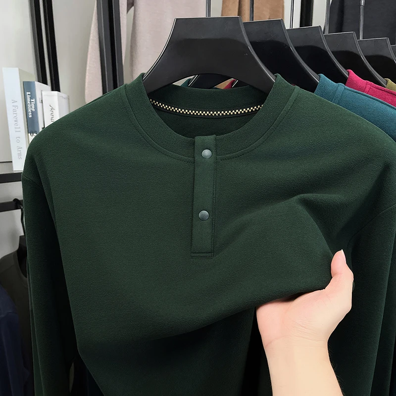 Embellish Knit - Mens Loose Fit Henley Pullover Crew